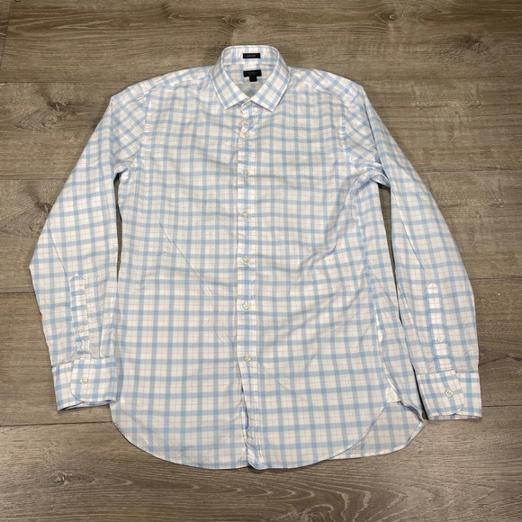 J Crew Shirt Mens‎ Medium Blue White Ludlow Plaid Button Down Dress Slim Fit - Picture 1 of 10